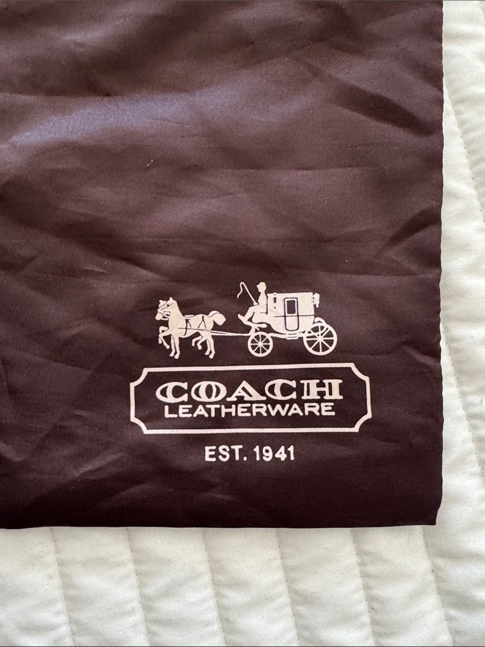 COACH Brown Drawstring Dust Bag with Logo - Picture 2 of 4